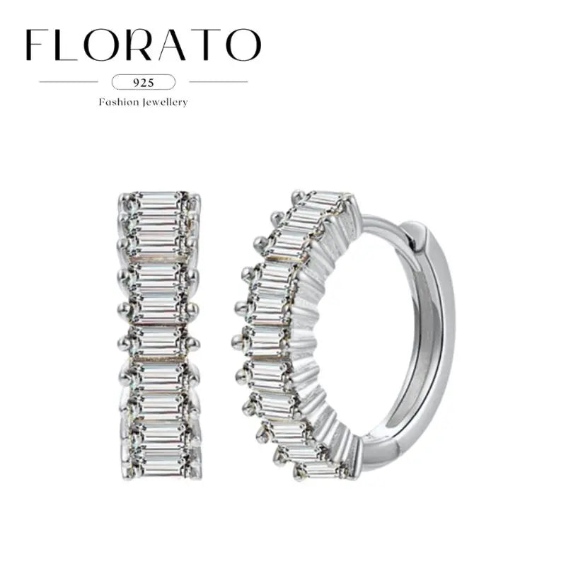 Luxuriöse Creolen mit Zirkon-Besatz aus 925 Sterling Silber