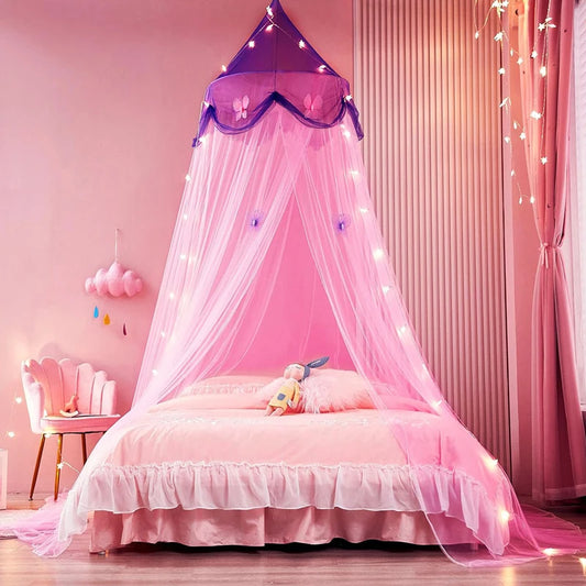 "Prinzessinnen"-Moskitonetz mit Feen-Lichtern