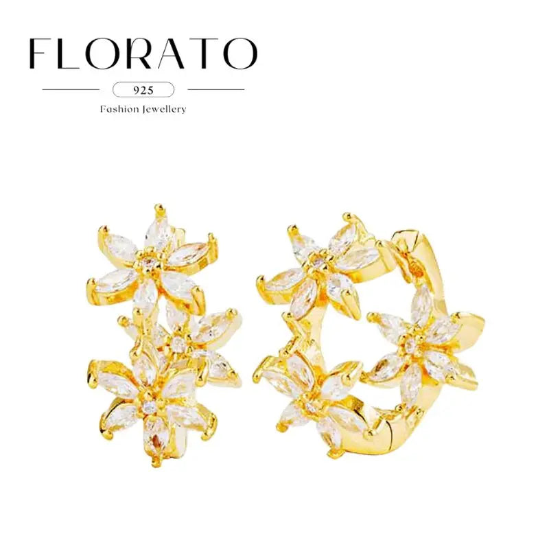 Luxuriöse Creolen mit unregelmäßigem Zirkon und Perlen-Akzenten