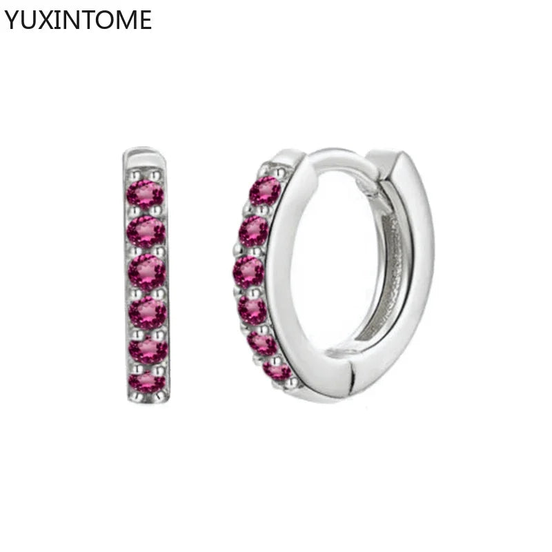 925 Sterling Silber Creolen mit Zirkonia – Bunte Huggie Ohrringe für Damen