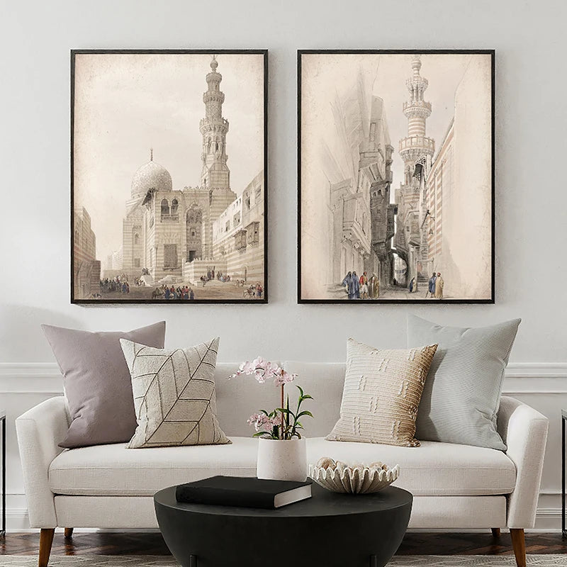 Moderne Aquarell-Landschaft – Minimalistische Leinwandkunst