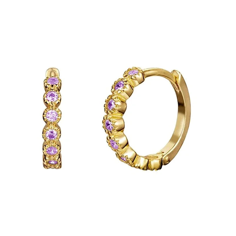 925 Sterling Silber Creolen mit Zirkonia – Bunte Huggie Ohrringe für Damen