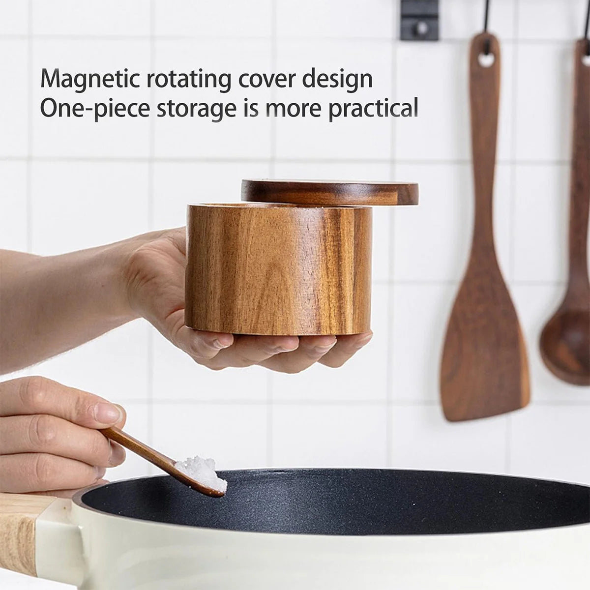 Luxuriöse Gewürzbox aus Holz mit Löffel