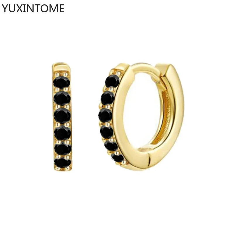 925 Sterling Silber Creolen mit Zirkonia – Bunte Huggie Ohrringe für Damen