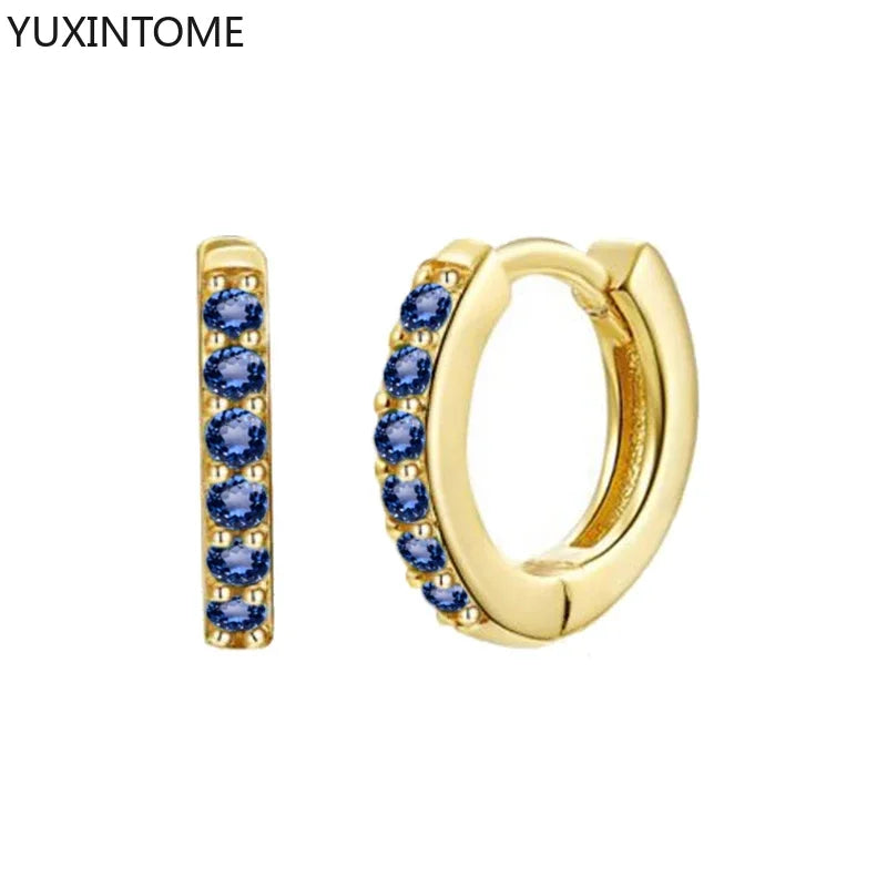 925 Sterling Silber Creolen mit Zirkonia – Bunte Huggie Ohrringe für Damen