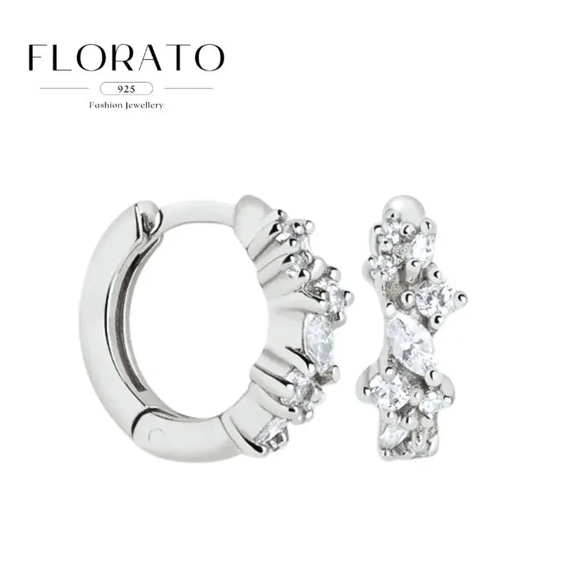 Luxuriöse Creolen mit unregelmäßigem Zirkon und Perlen-Akzenten