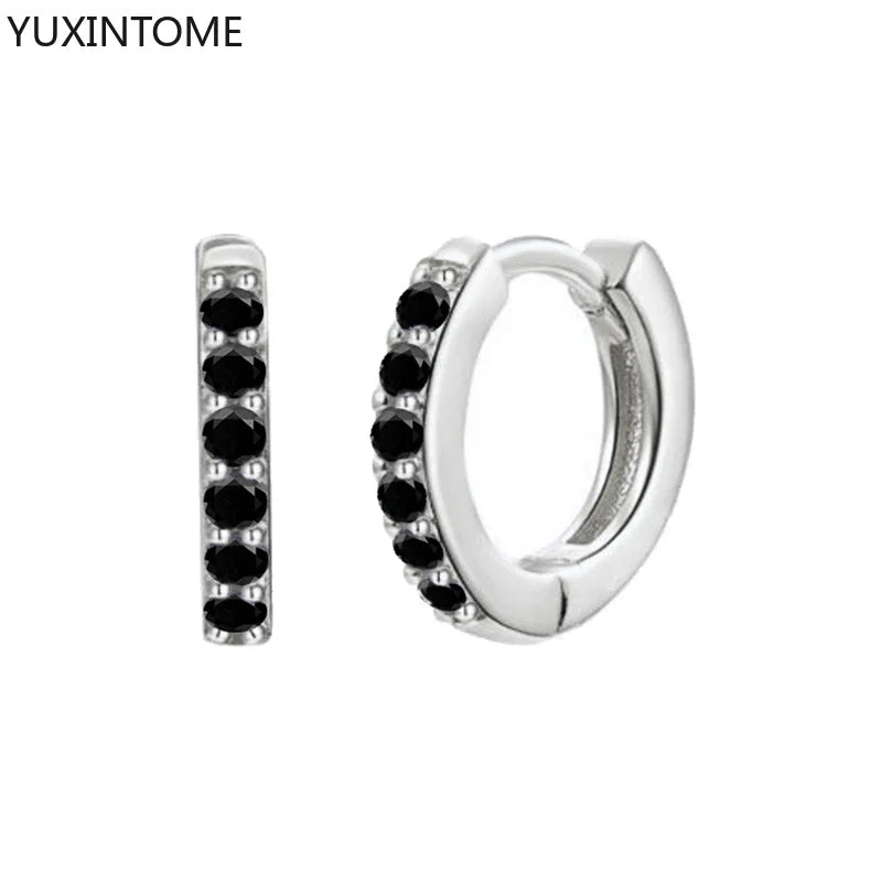 925 Sterling Silber Creolen mit Zirkonia – Bunte Huggie Ohrringe für Damen