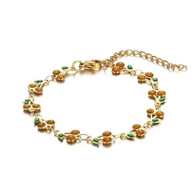 Trendy Kirsch-Charm-Armband aus Edelstahl