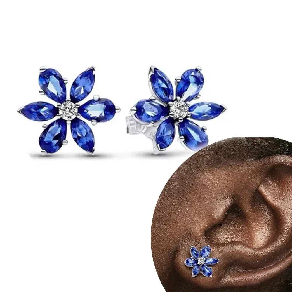 Sterling Silber 925 – Sparkling Blue Flower Schmuckset für Damen