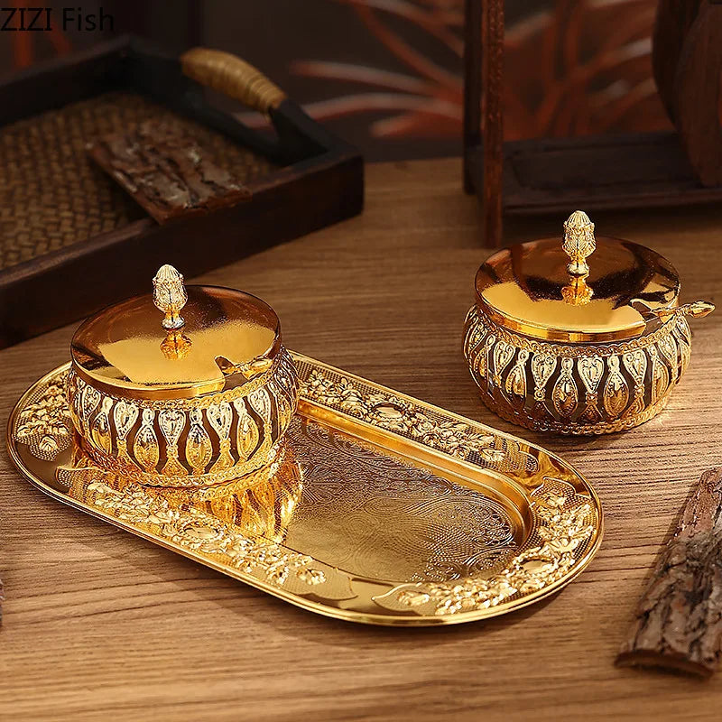 Elegantes Gewürzgläser-Set aus Metall und Glas (Europäischer Stil)