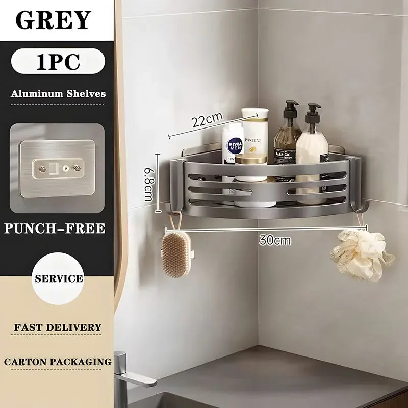 Hochwertiges Eckregal aus poliertem Aluminium (Bohrfrei)