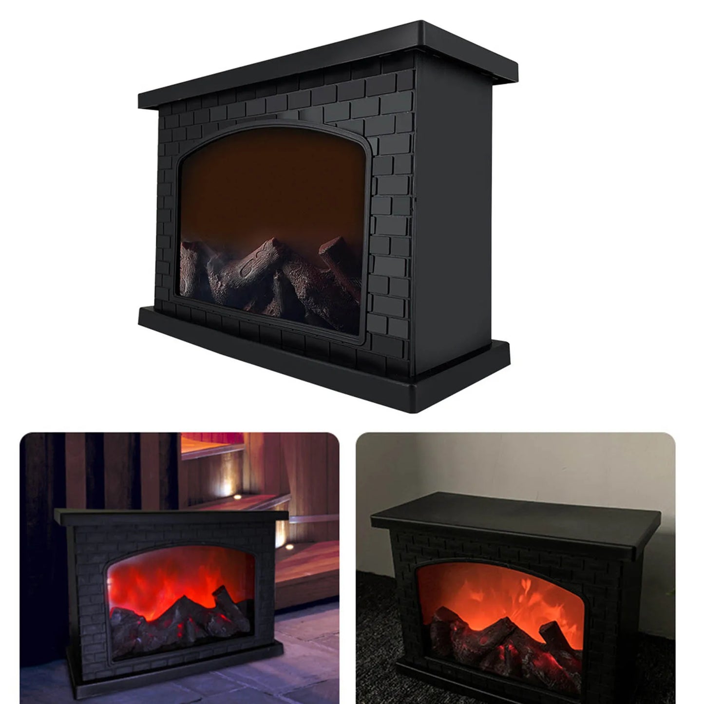 Vintage LED-Kaminleuchte mit Flammen-Simulation