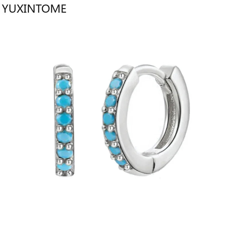 925 Sterling Silber Creolen mit Zirkonia – Bunte Huggie Ohrringe für Damen