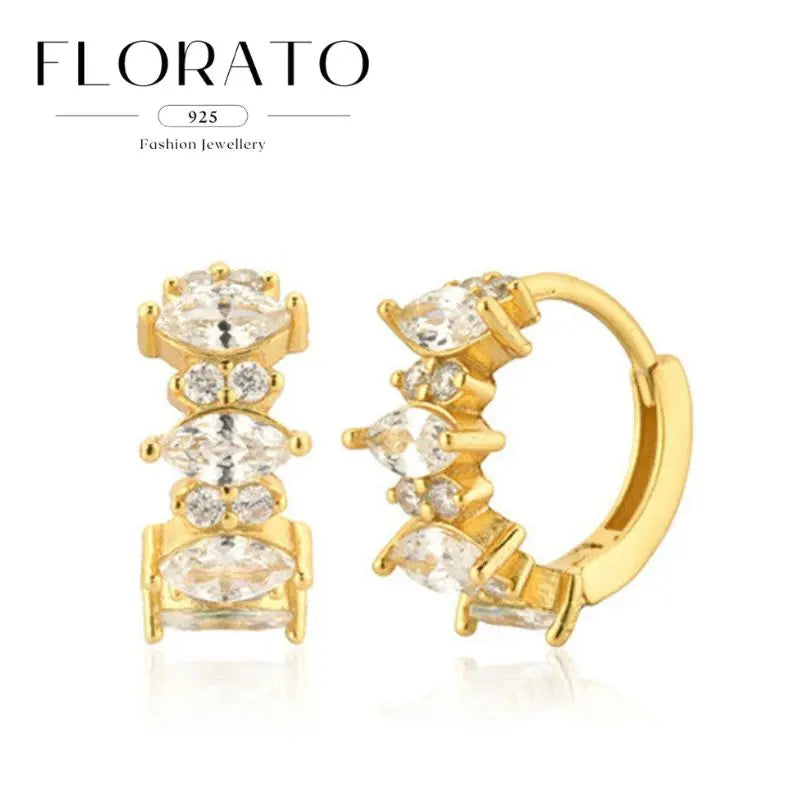 Luxuriöse Creolen mit Zirkon-Besatz aus 925 Sterling Silber