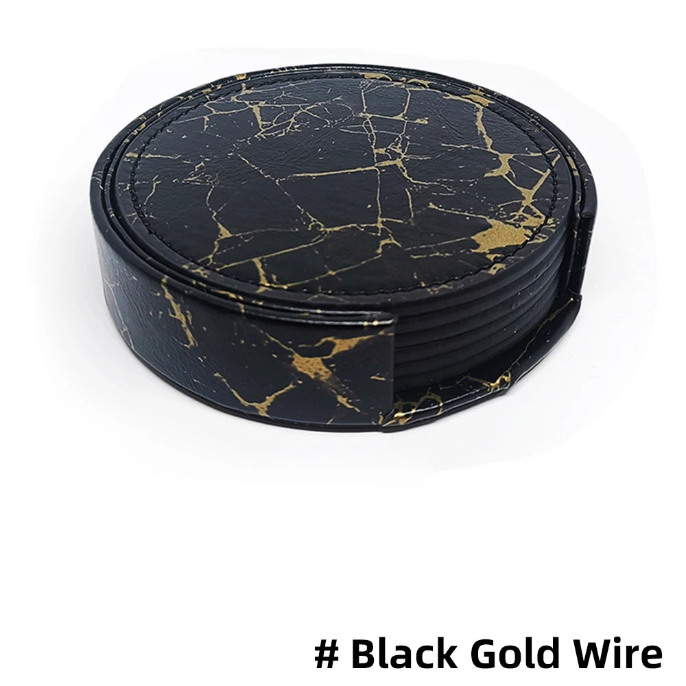 Marmor-Stil Untersetzer-Set aus Kunstleder (7-teilig)