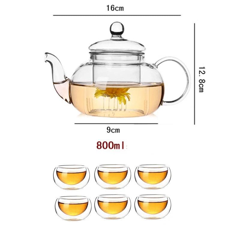 Praktische Teekanne aus hitzebeständigem Glas