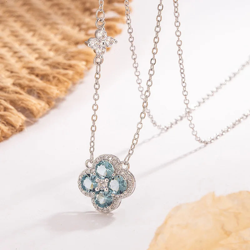 Elegante Halskette aus 925 Sterling Silber mit Pflanzen-Motiv