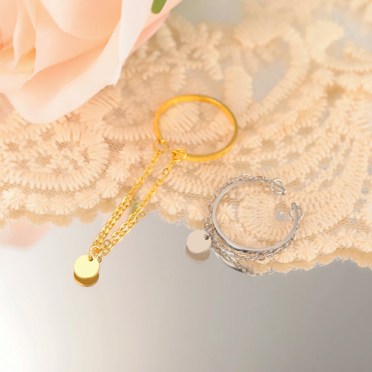 Vielseitiger Lemegeton Offener Ring aus Edelstahl (18K vergoldet)