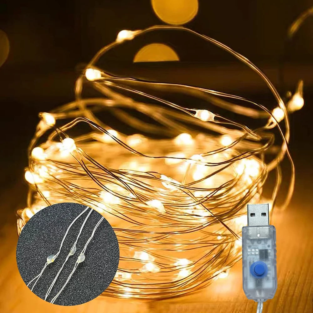Flexible USB/Batteriebetriebene LED-Lichterkette (Kupfer-/Silberdraht)