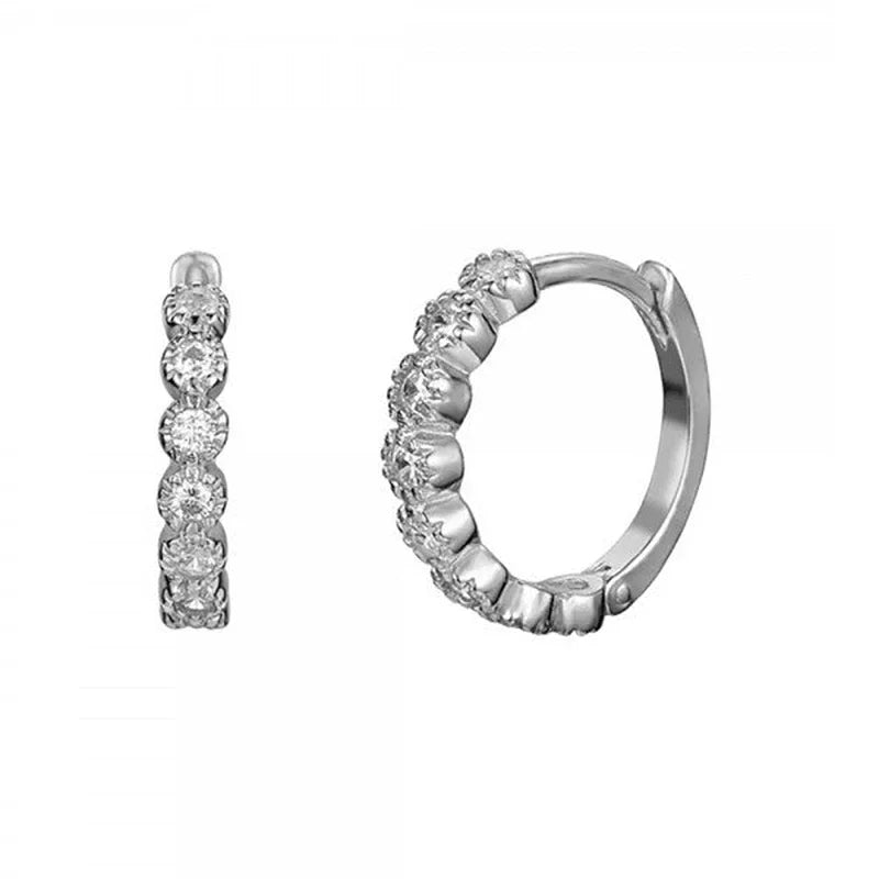 925 Sterling Silber Creolen mit Zirkonia – Bunte Huggie Ohrringe für Damen