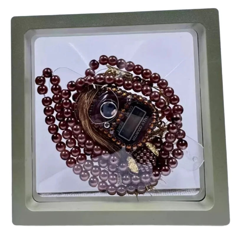 Exklusives Gebets-Set: Glanzvolle Tasbih & Strass-Digitalzähler