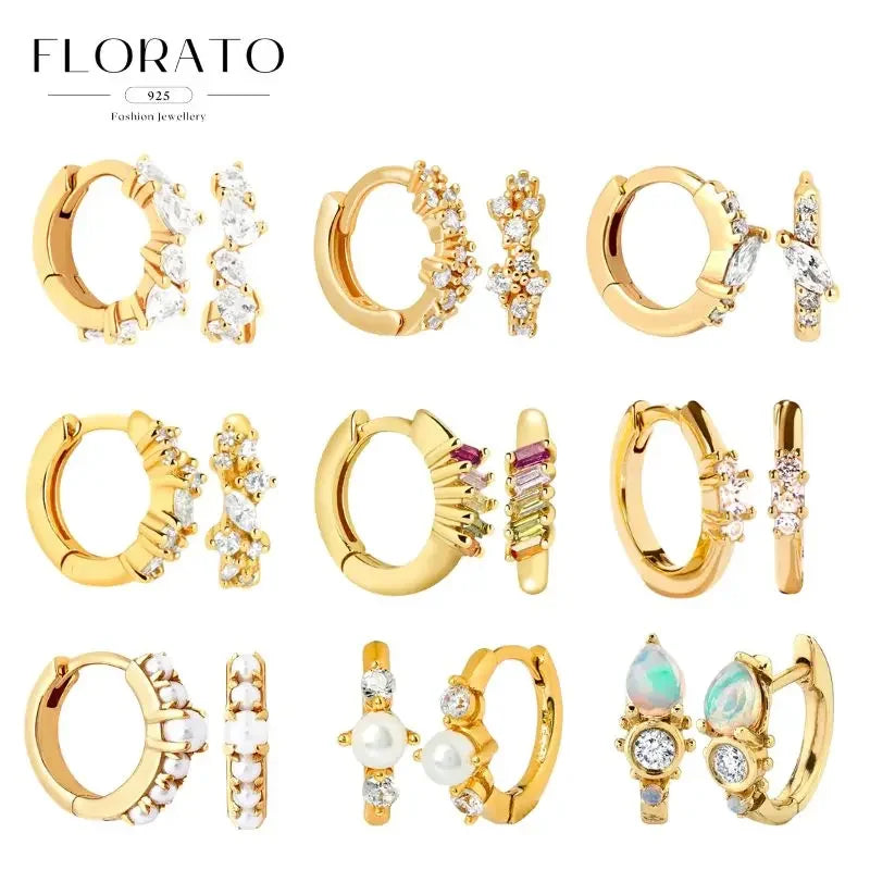 Luxuriöse Creolen mit unregelmäßigem Zirkon und Perlen-Akzenten