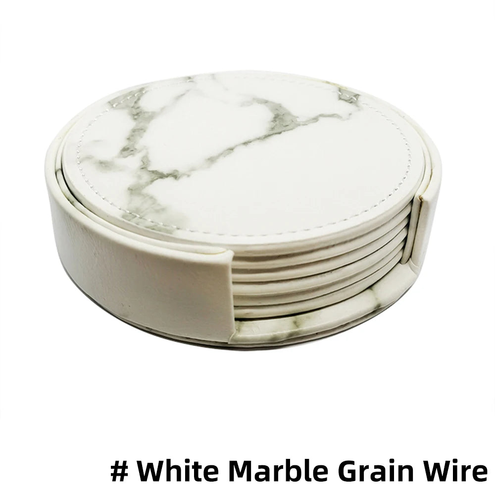 Marmor-Stil Untersetzer-Set aus Kunstleder (7-teilig)