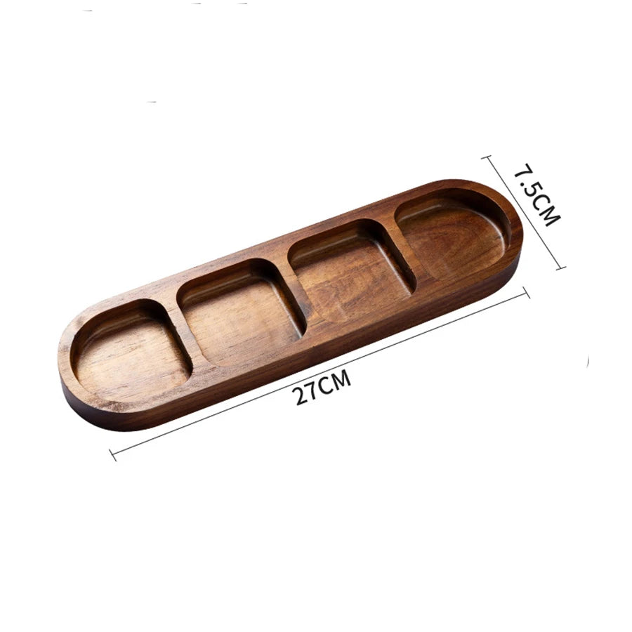 Elegantes Serviertablett mit Unterteilung aus Holz