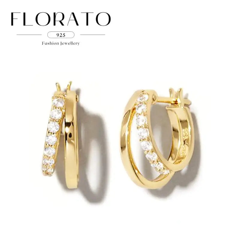 Luxuriöse Creolen mit Zirkon-Besatz aus 925 Sterling Silber