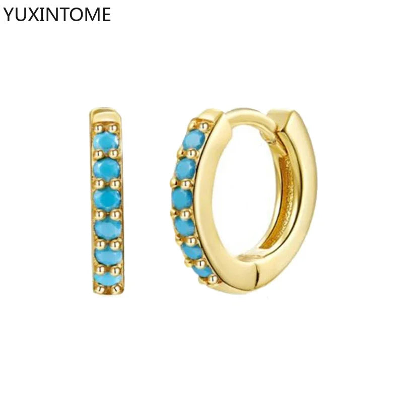 925 Sterling Silber Creolen mit Zirkonia – Bunte Huggie Ohrringe für Damen