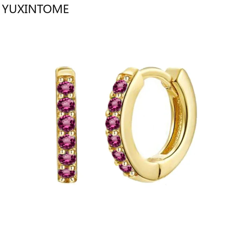 925 Sterling Silber Creolen mit Zirkonia – Bunte Huggie Ohrringe für Damen