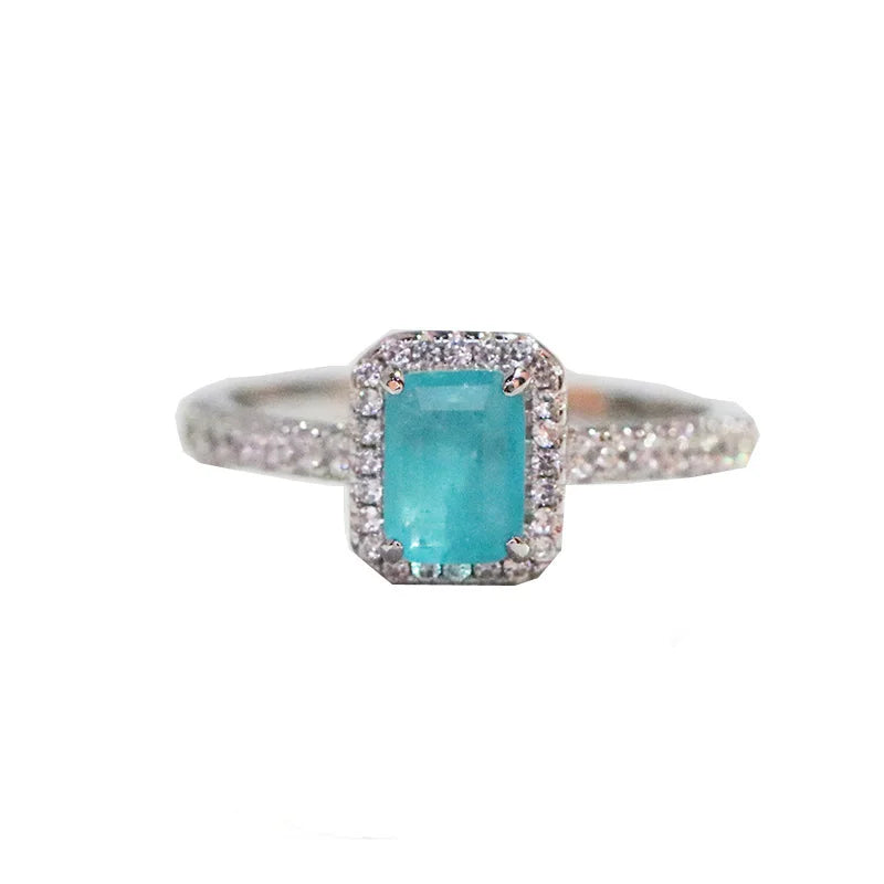 Luxuriöser 925 Sterling Silber Ring – Grüner Paraiba-Turmalin Look & edles Design