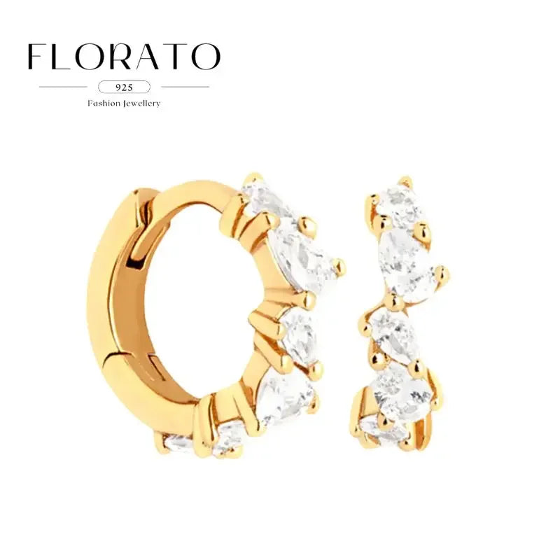 Luxuriöse Creolen mit Zirkon-Besatz aus 925 Sterling Silber