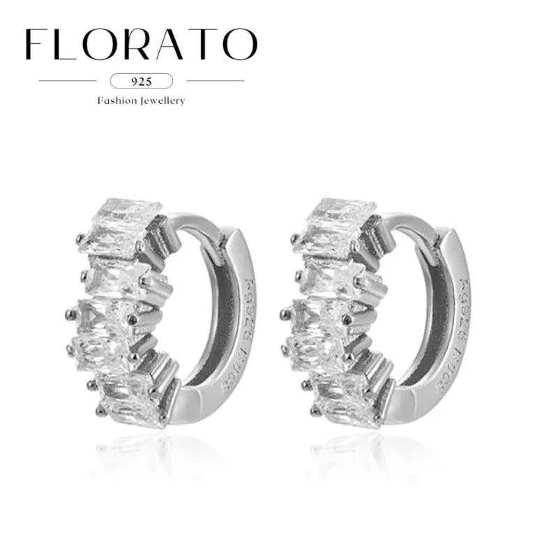 Luxuriöse Creolen mit Zirkon-Besatz aus 925 Sterling Silber