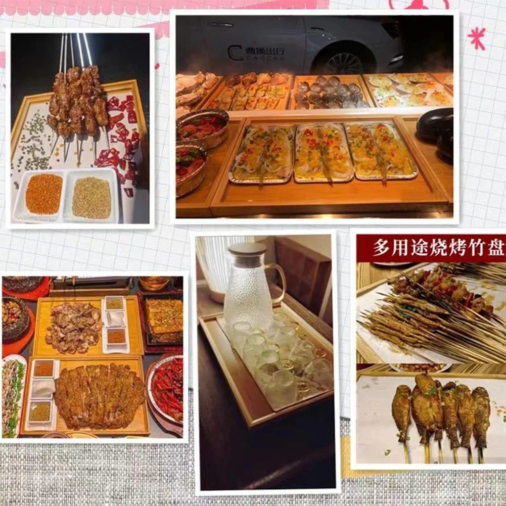 Rechteckiges Serviertablett aus Bambus