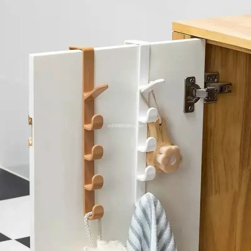 Bohrfreie Tür-Garderobe mit 5 Haken (Saugnapf-Installation)