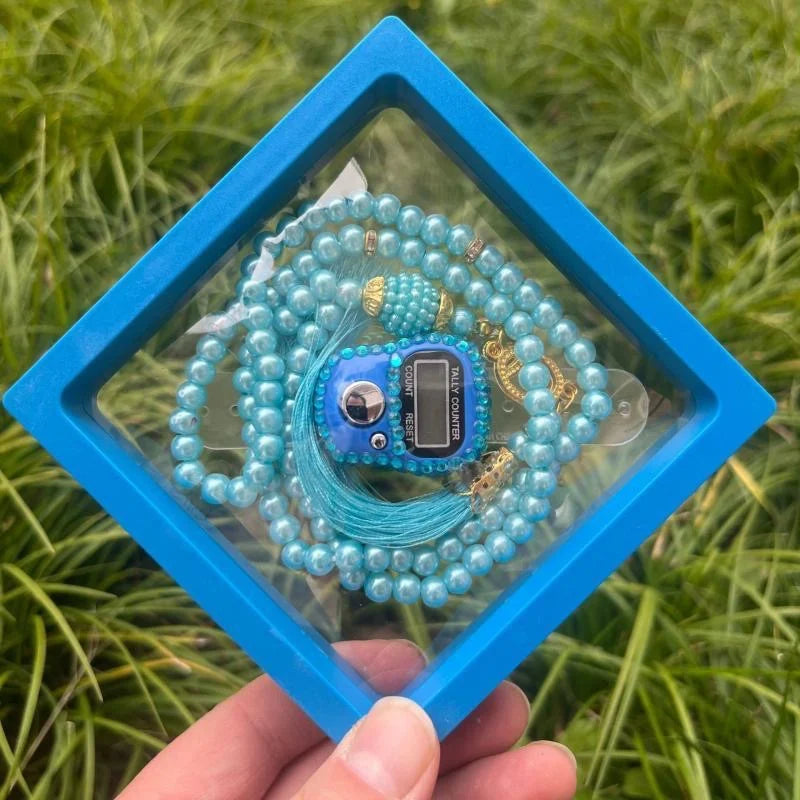 Luxuriöses Islamisches Geschenk-Set: Edelstein-Tasbih & Digitaler Zähler