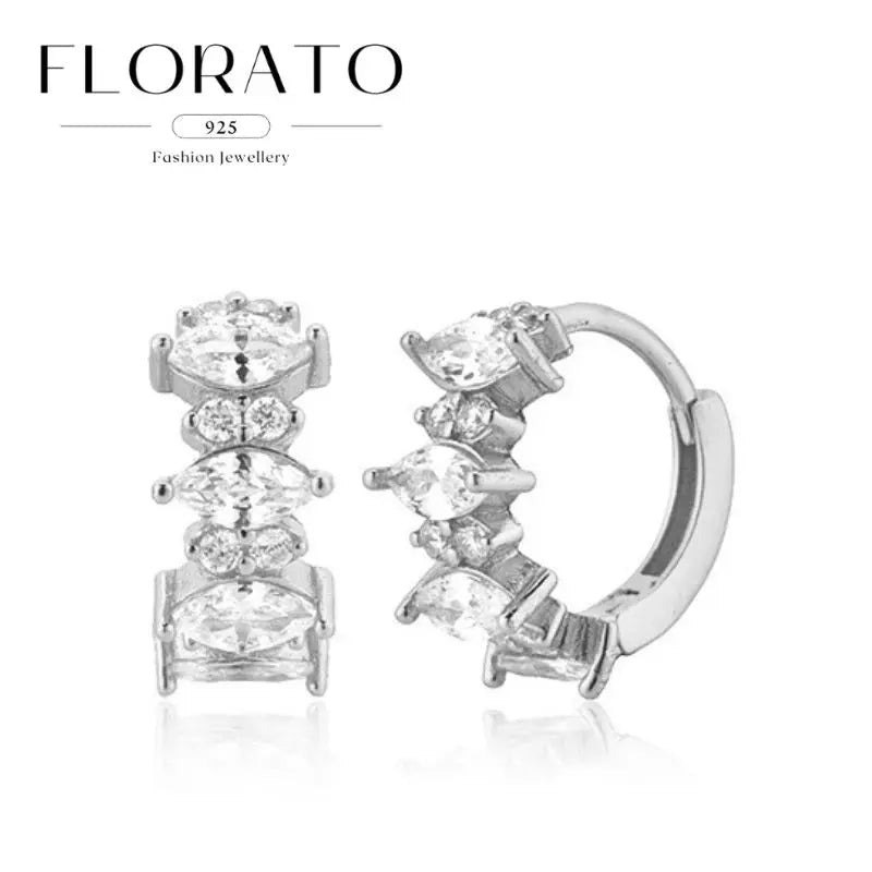 Luxuriöse Creolen mit Zirkon-Besatz aus 925 Sterling Silber