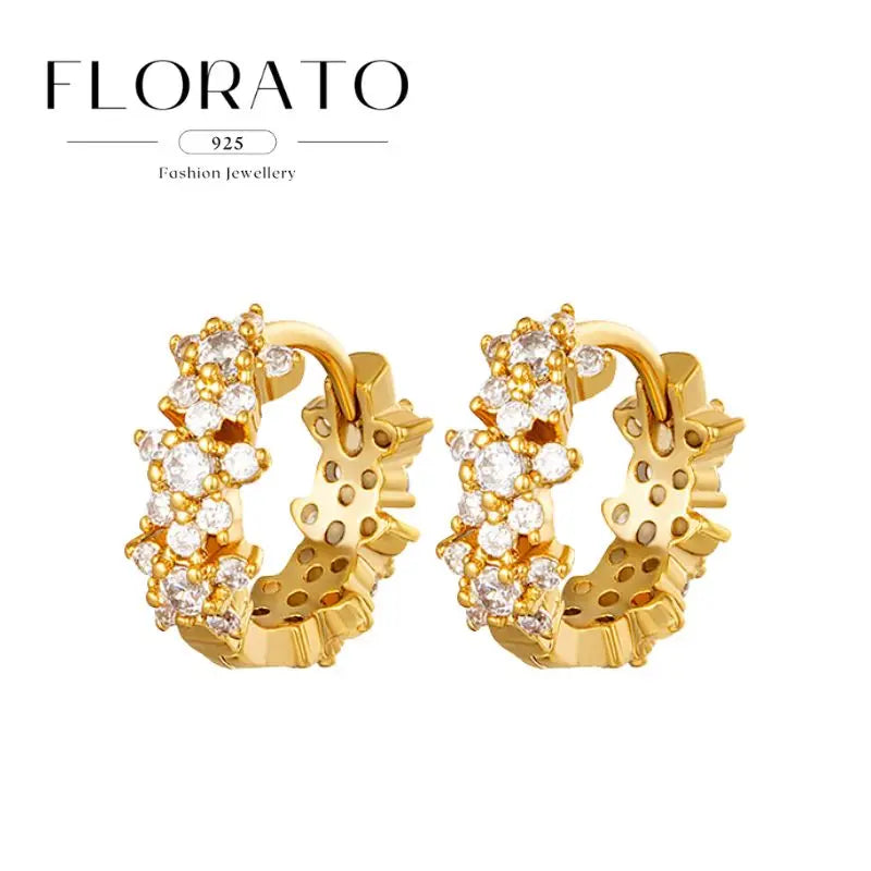 Luxuriöse Creolen mit unregelmäßigem Zirkon und Perlen-Akzenten