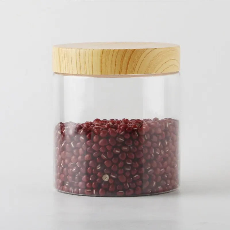 Luftdichte Vorratsdosen aus transparentem Kunststoff mit Holz-Optik