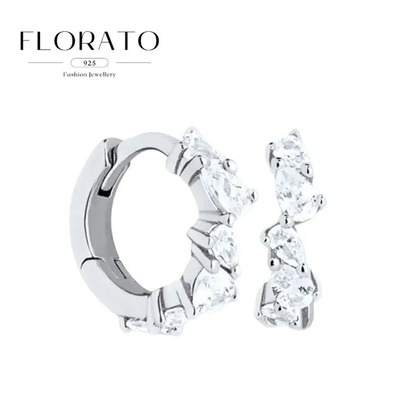 Luxuriöse Creolen mit unregelmäßigem Zirkon und Perlen-Akzenten