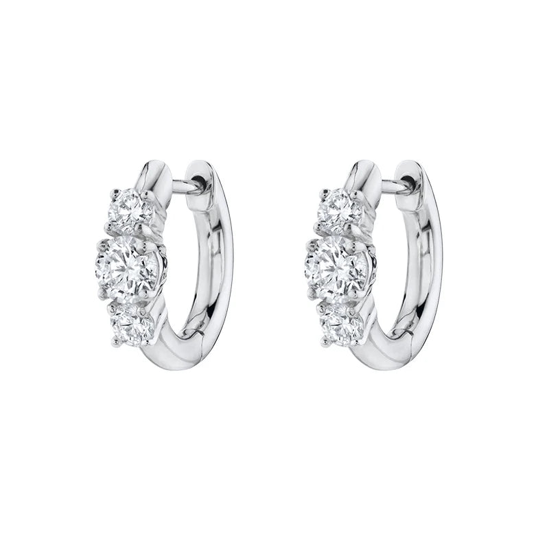 925 Sterling Silber Creolen mit Zirkonia – Bunte Huggie Ohrringe für Damen