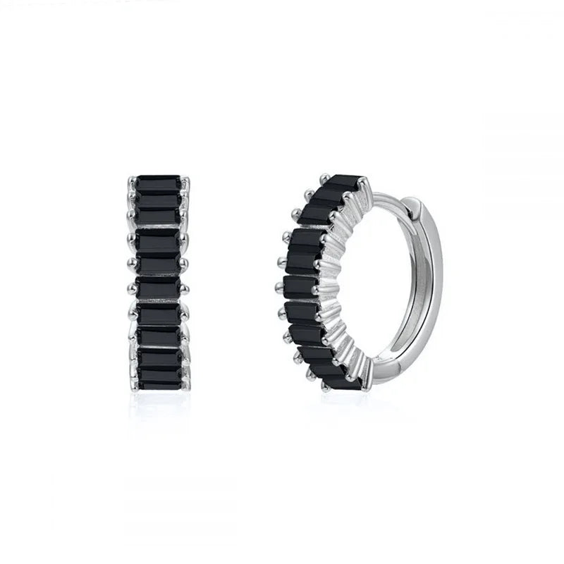 925 Sterling Silber Creolen mit Zirkonia – Bunte Huggie Ohrringe für Damen