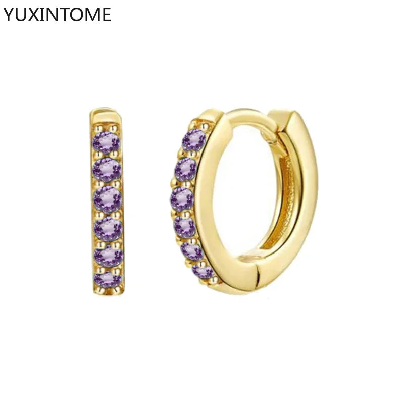 925 Sterling Silber Creolen mit Zirkonia – Bunte Huggie Ohrringe für Damen