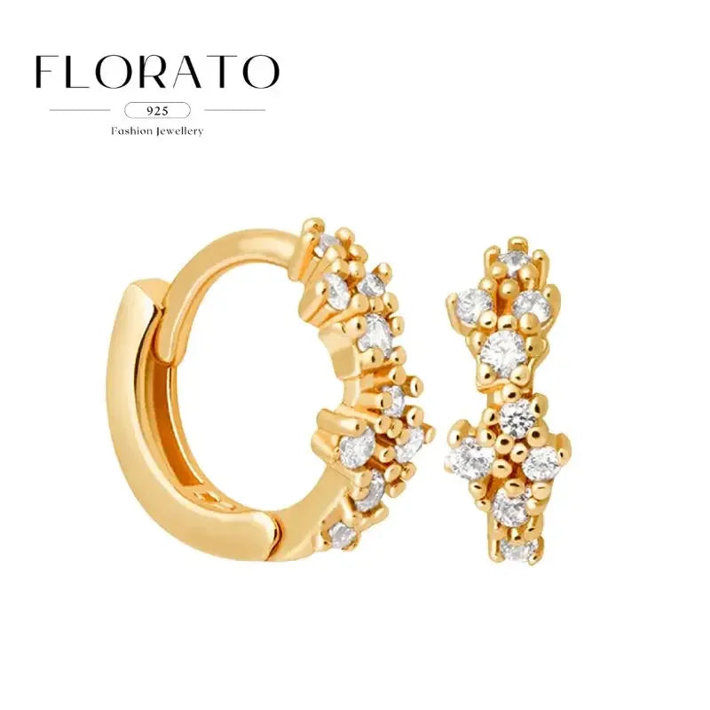 Luxuriöse Creolen mit unregelmäßigem Zirkon und Perlen-Akzenten