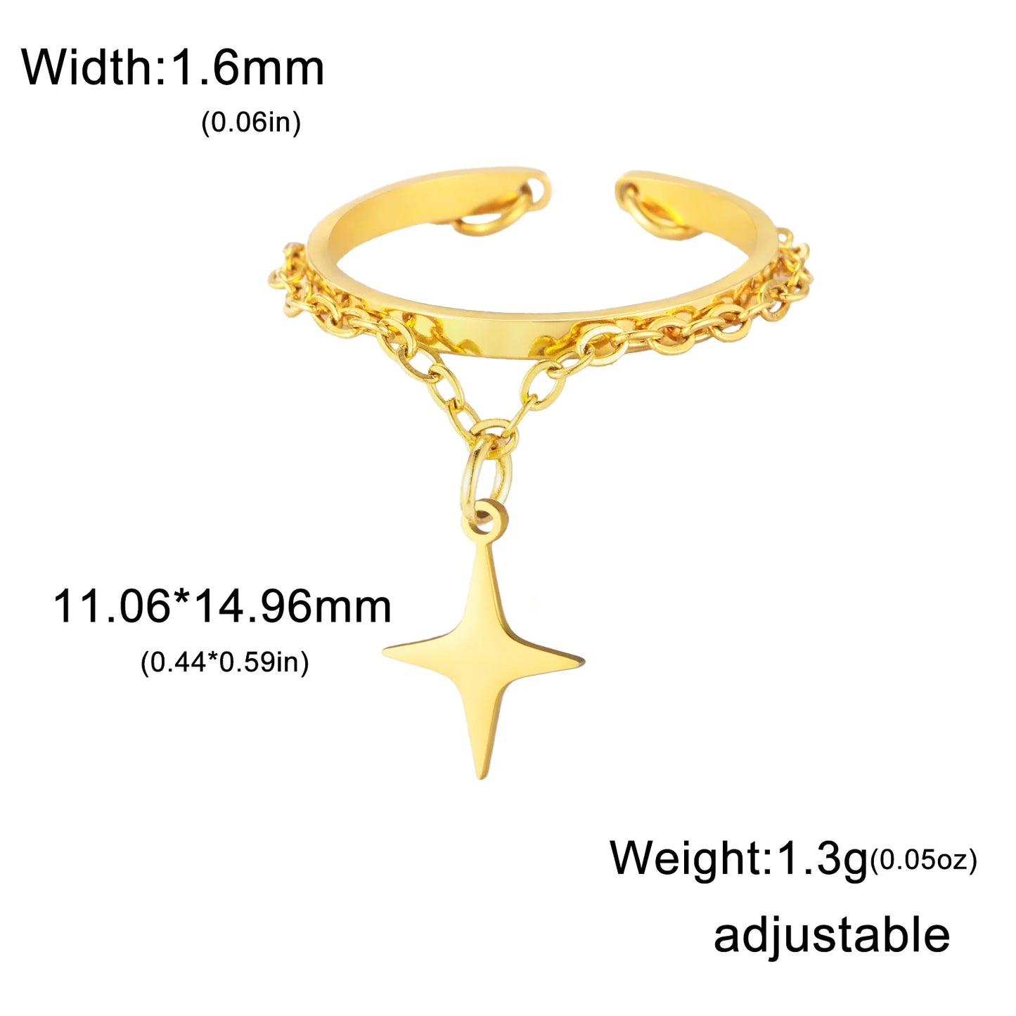 Vielseitiger Lemegeton Offener Ring aus Edelstahl (18K vergoldet)