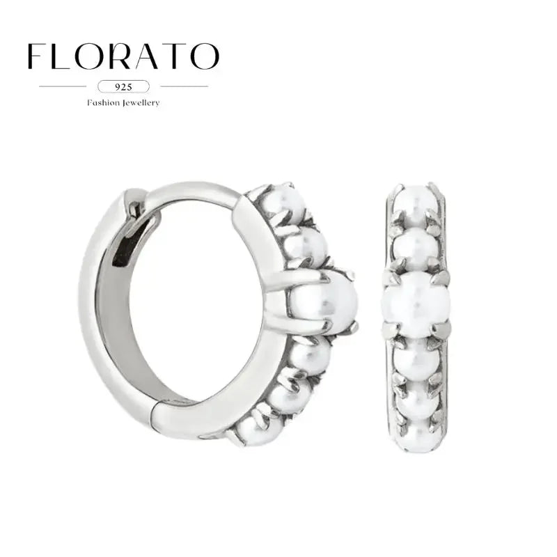 Luxuriöse Creolen mit unregelmäßigem Zirkon und Perlen-Akzenten