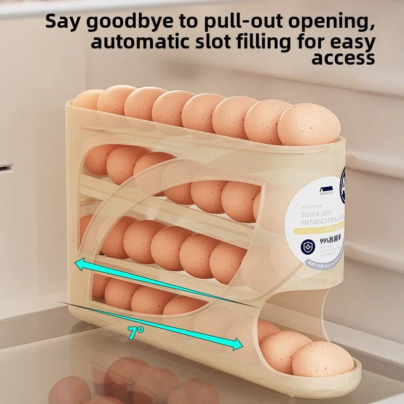 4-stufiger Eier-Dispenser für den Kühlschrank mit Auto-Roll-Funktion
