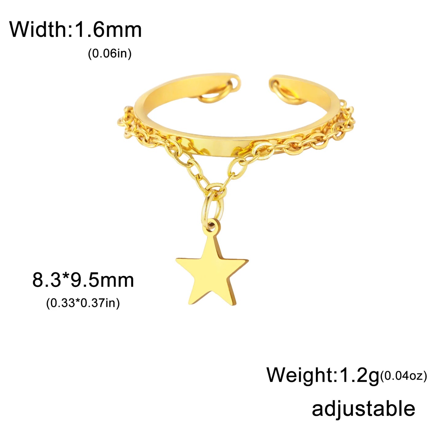 Vielseitiger Lemegeton Offener Ring aus Edelstahl (18K vergoldet)