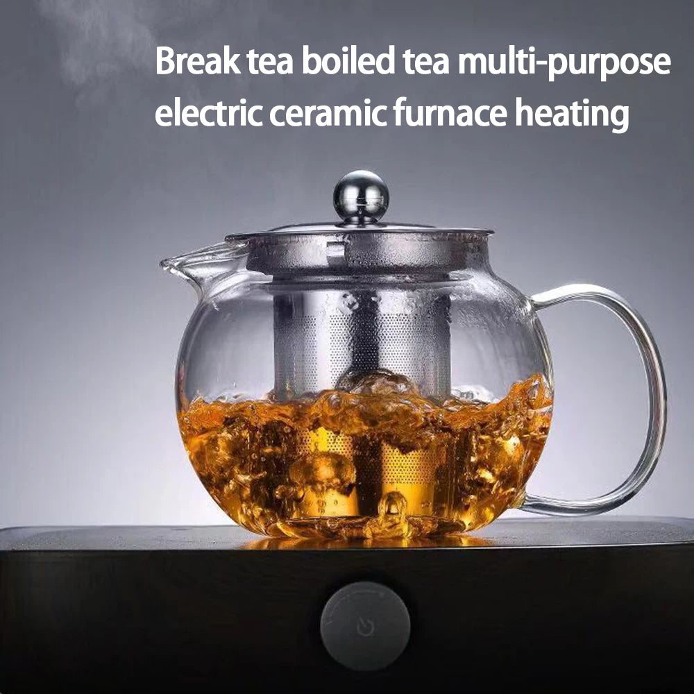 Hitzebeständige Glas-Teekanne mit Edelstahl-Infuser